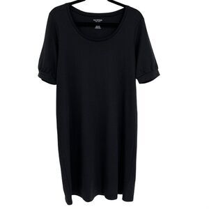 Isaac Mizrahi Black 100% Cotton Knee Length Sheath Dress Scoop Neck Small‎